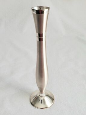 Vintage MCM Slim Polished Elite Silver Bud Vase Elegant Retro Atomic Modern